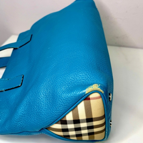 Auth RARE BURBERRY Blue Leather bag - Picture 9 of 13